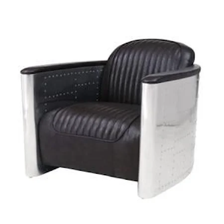 Easton PU Accent Chair Aluminium Frame, Distressed Java